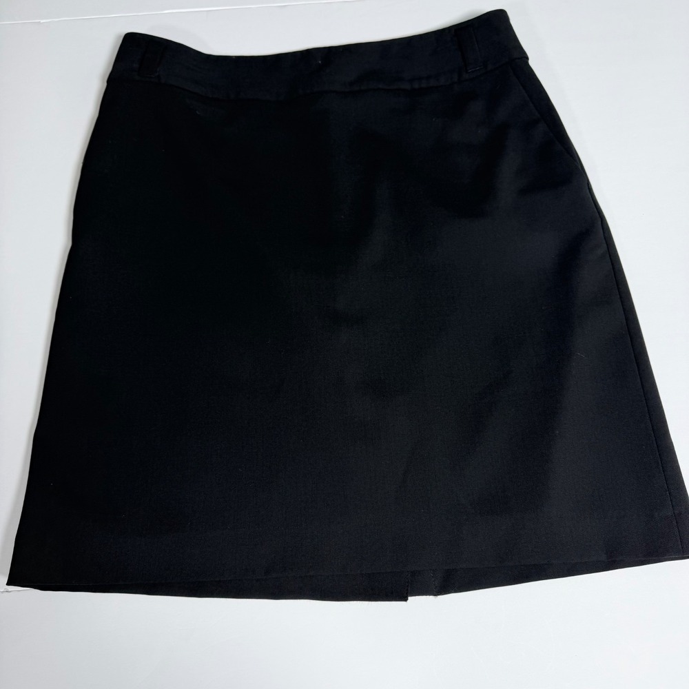 Banana Republic Stretch Mini Skirt Womens 12 Black Wool Lined Zip Back Slit